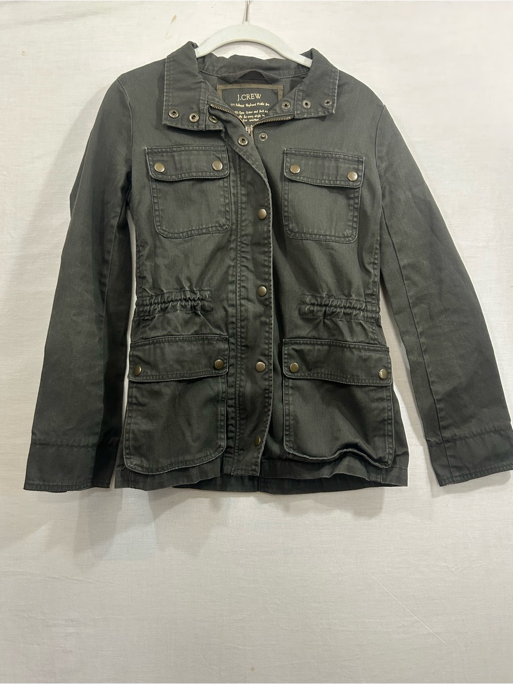 dark green J.Crew Relaxed Boyfriend Field Jacket